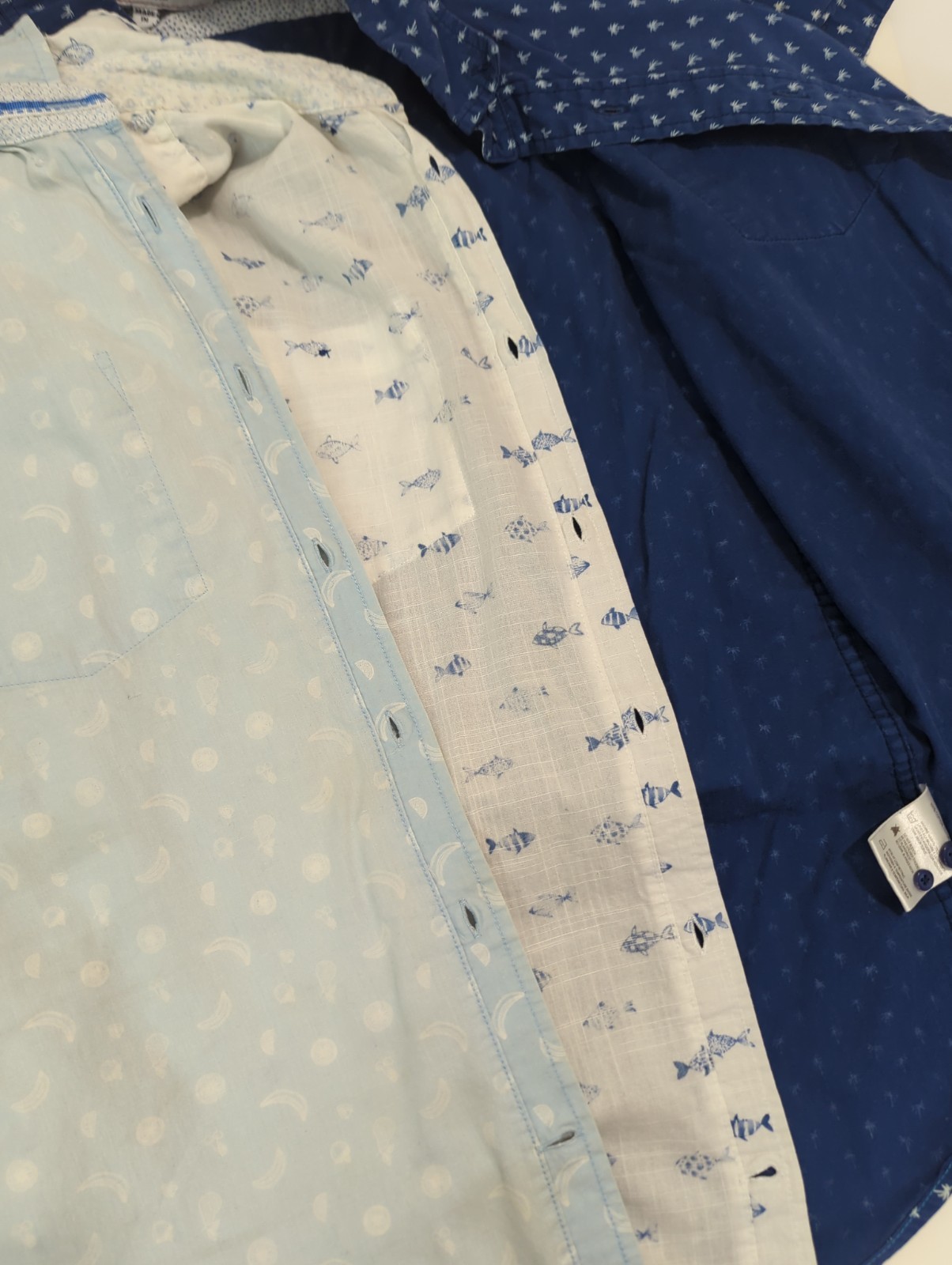 International Report Button Down Shirts Fish, Fruit, And Trees Pattern L
