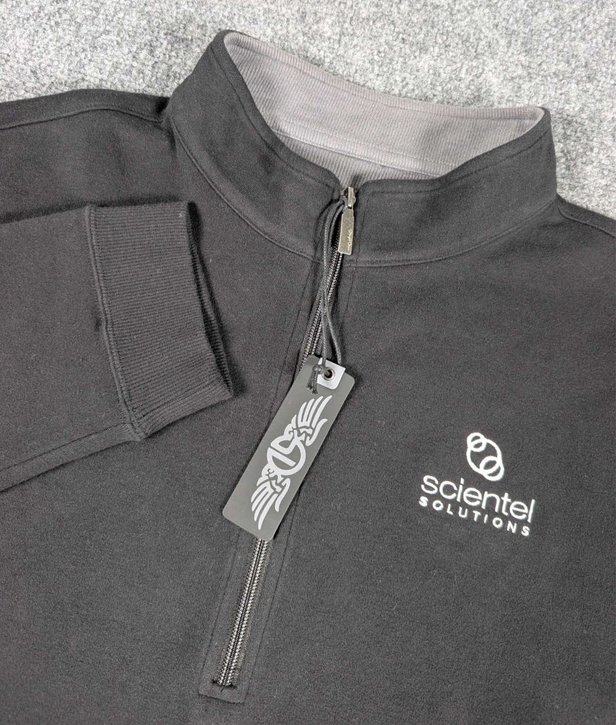 Straight Down Burnside Half Zip Sweater Mens 2XL Black Golf w/Logo NWT