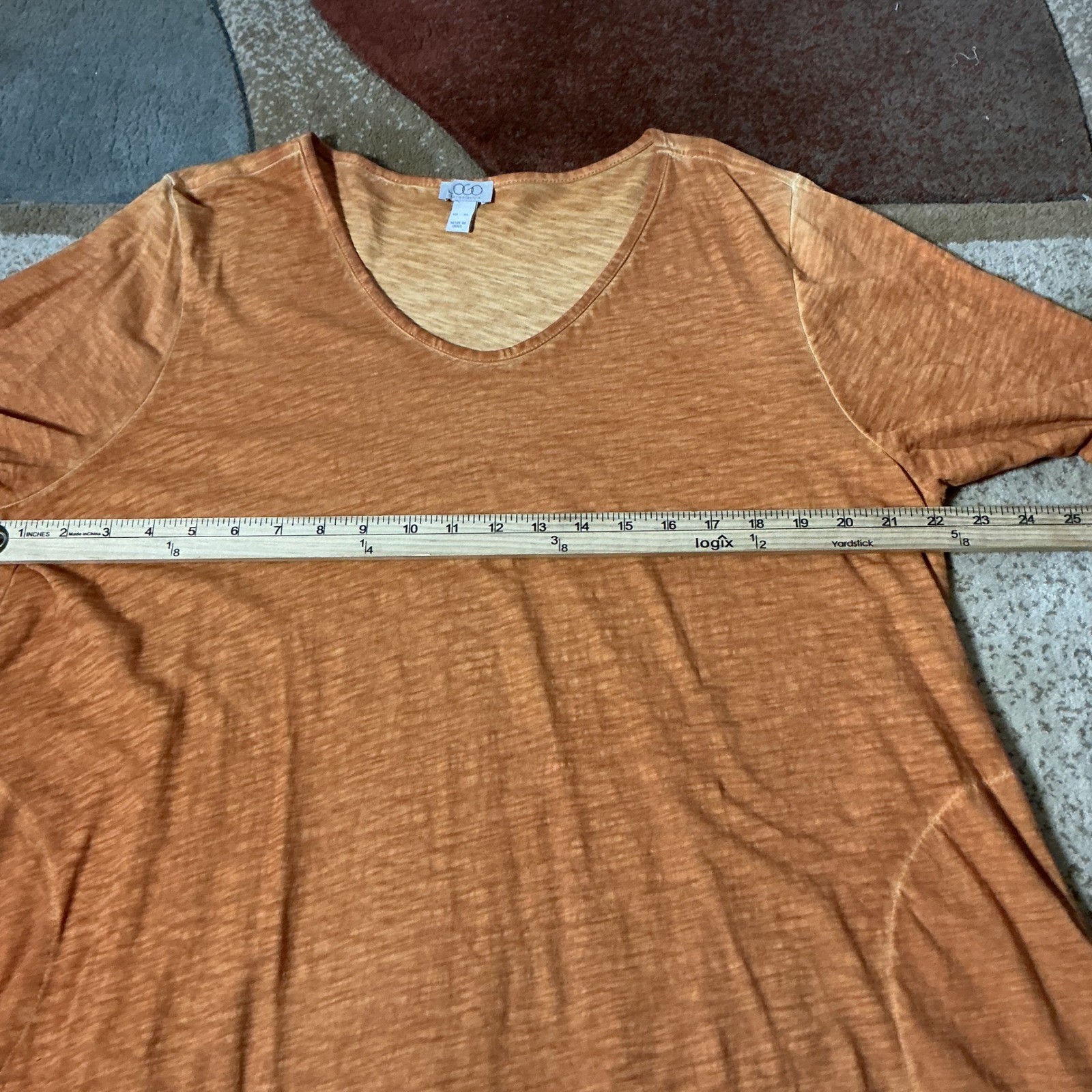 LOGO Lori Goldstein Lagenlook Boho Knit Eyelet Hem Tunic Top XL A397399