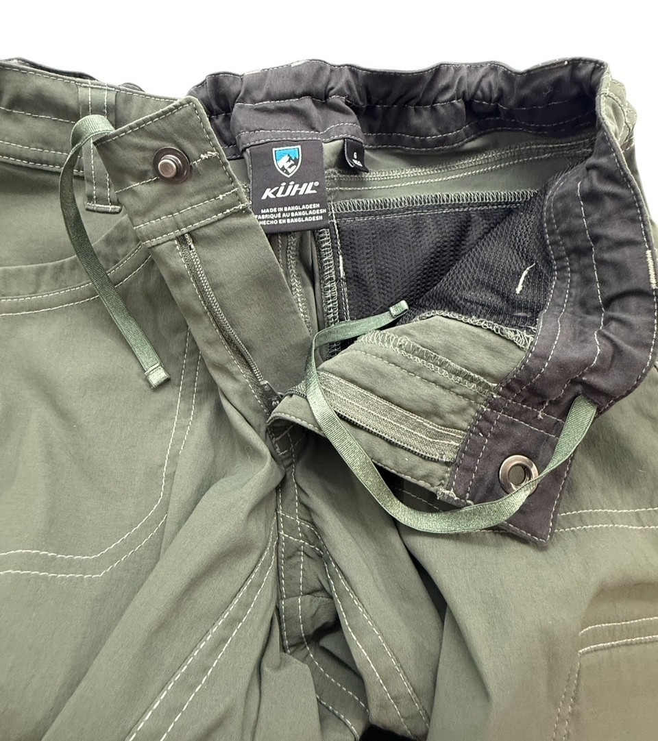 KUHL Womens Roll Up Pants Olive Green Stretch Outdoor Hiking Pockets Size 6 REG