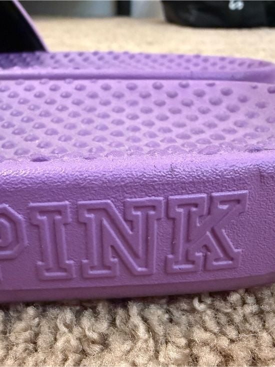 PINK Victoria’s Secret Lavender Slide Sandals with Black Logo