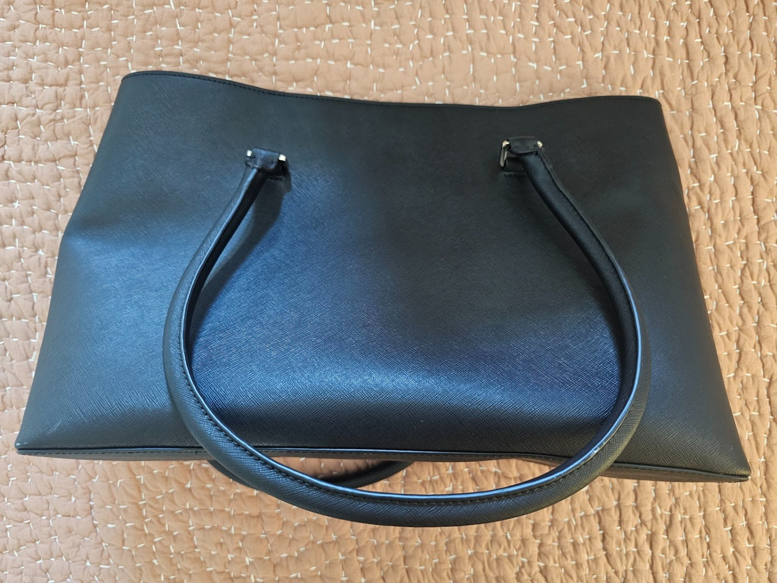 Kate Spade Tote Large Saffiano Leather Post Street Halsey Handbag (Black)