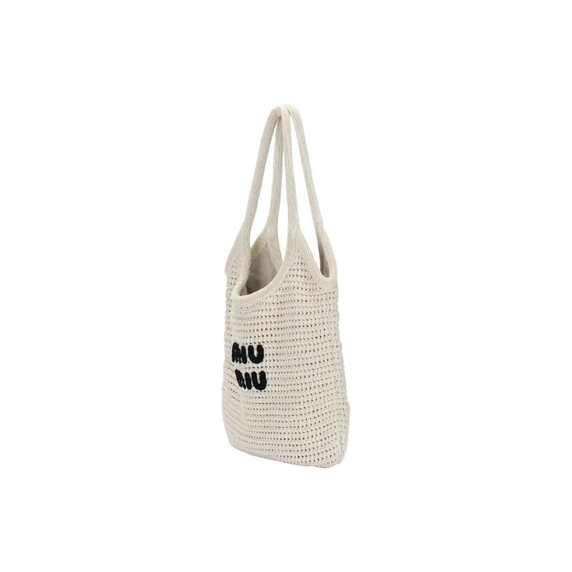 MIU MIU IVY Cotton Shoulder Tote Bag Women’s Off-White 12.5×0.7×13.7 in