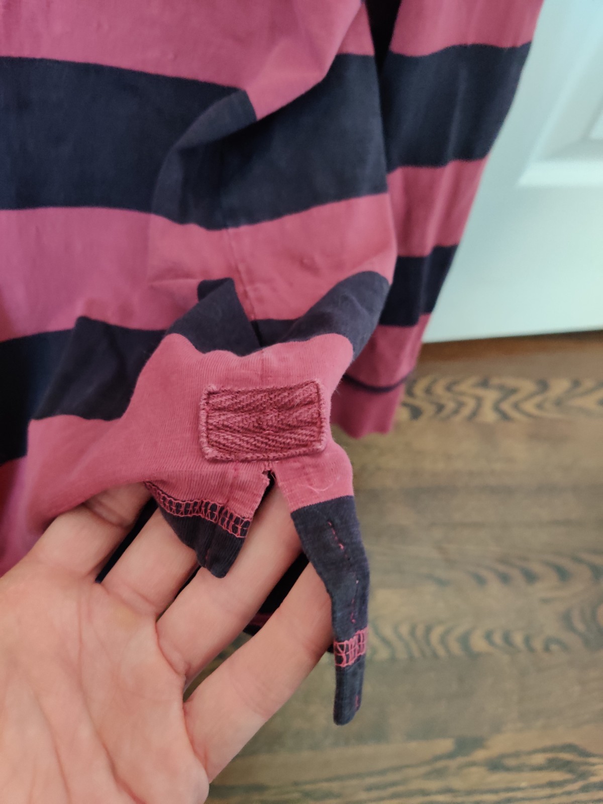 Jachs rugby striped shirt M crimson and black stripes