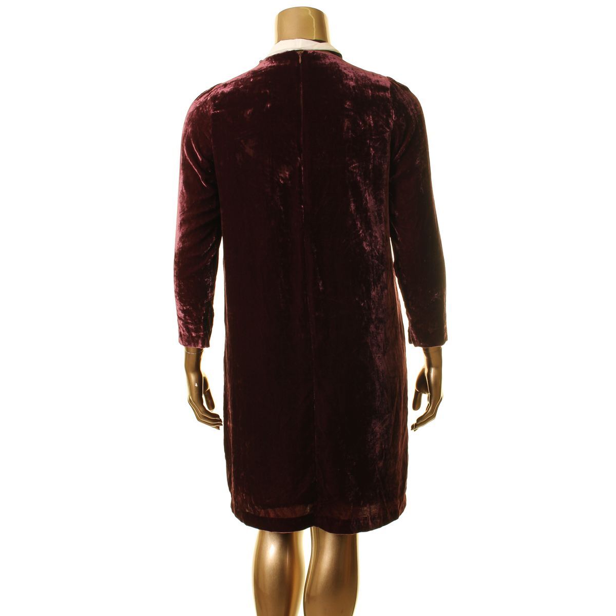 MARELLA NEW Women’s Burgundy Solid Tie-neck Velvet Shift Dress 2 TEDO