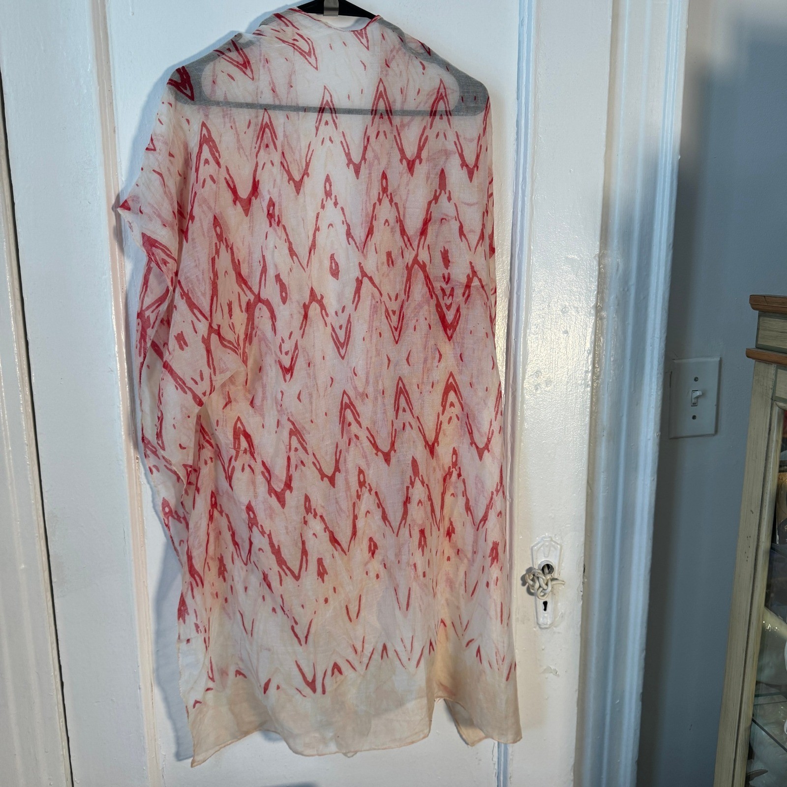 Boho Beach Coverup Sheer Prairie Romance Abstract Ikat Kimono Wrap Open Front