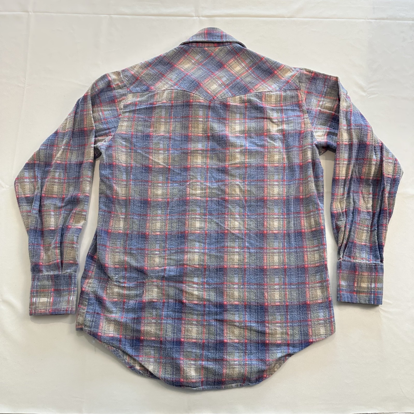 VTG Plainsman Pearl Snap Long Sleeve Shirt Plaid Mens M Western Cowboy