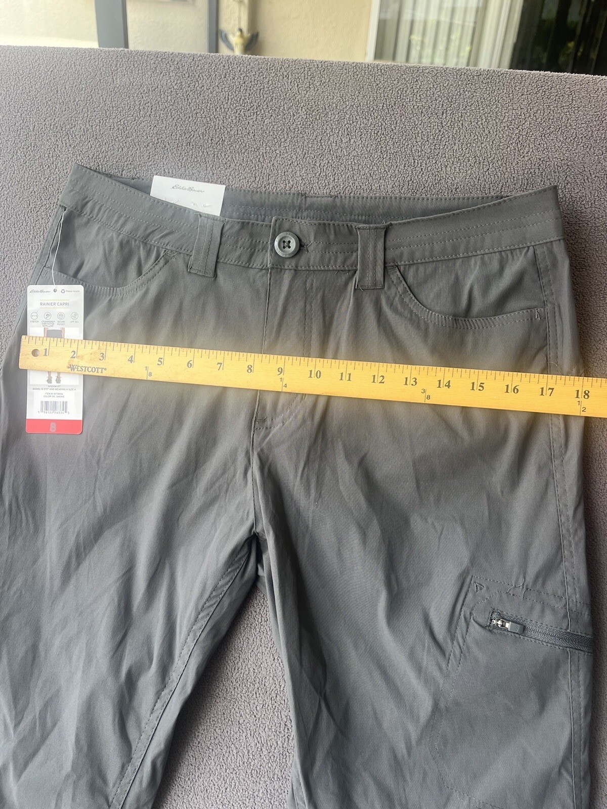 Eddie Bauer Rainier Capri Pants Womens Sz 8 Gray NWT UPF 50+ Outdoors Hiking