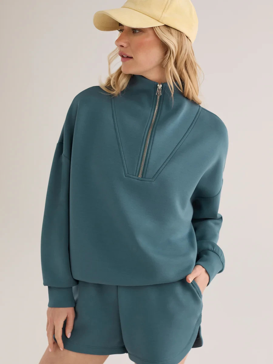 🧡NWT*Varley Hawley Half-Zip Sweater Pullover Women’s Size XXS Mallard Blue $148