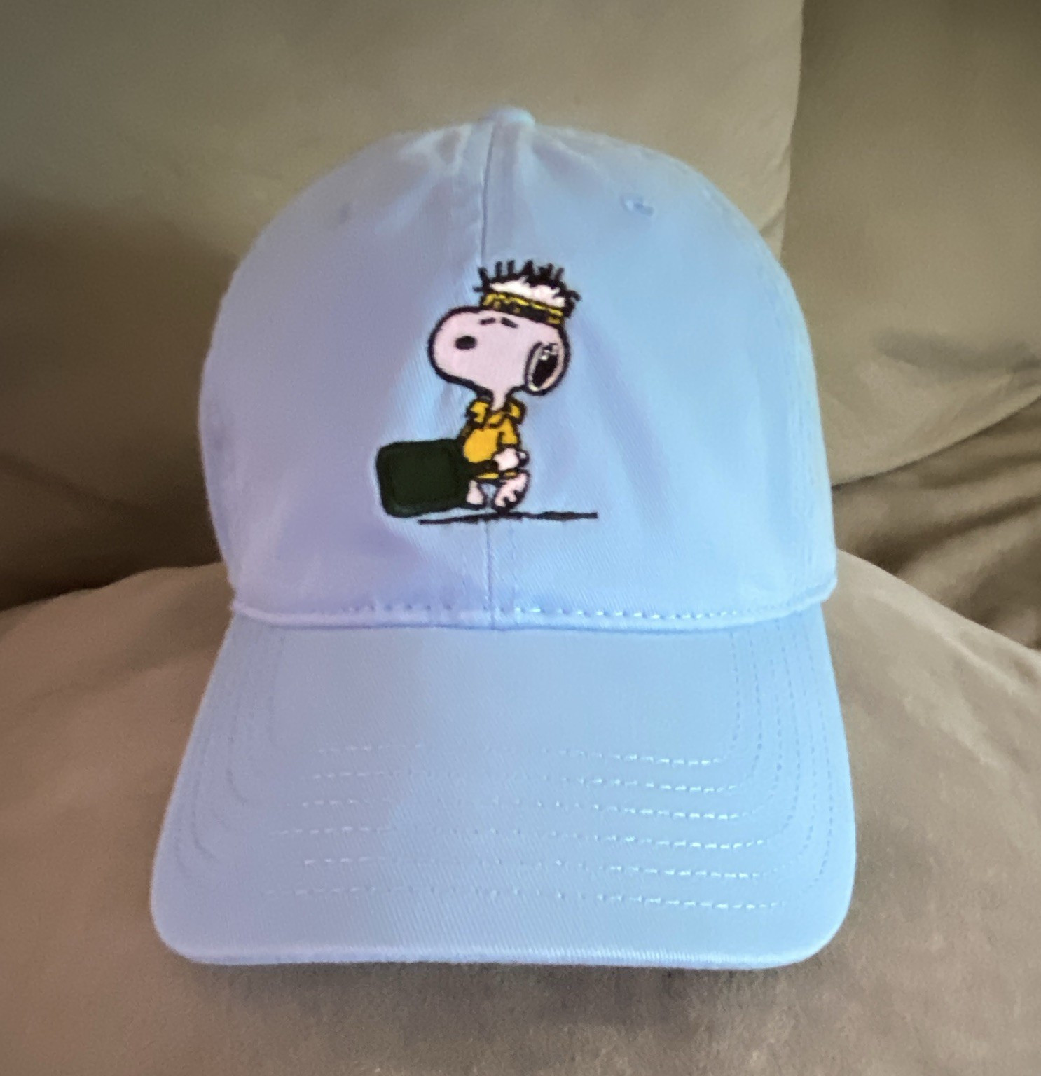Peanuts Snoopy Light Blue Solid Adjustable Baseball Cap Hat, One Size Men
