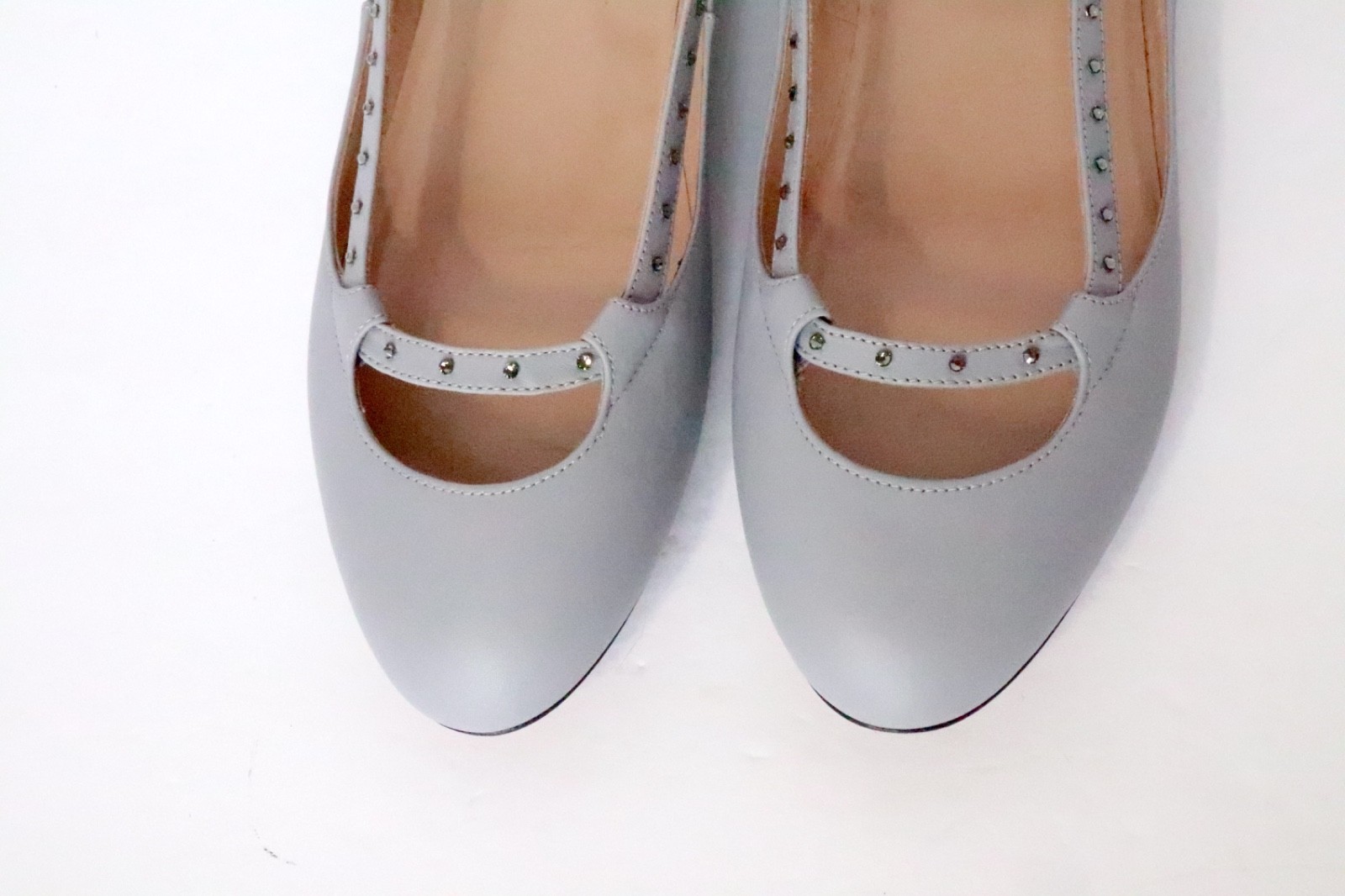 NIB Valentino Stardust Babe Ballerina Rockstar pale blue/grey round toe flats 36