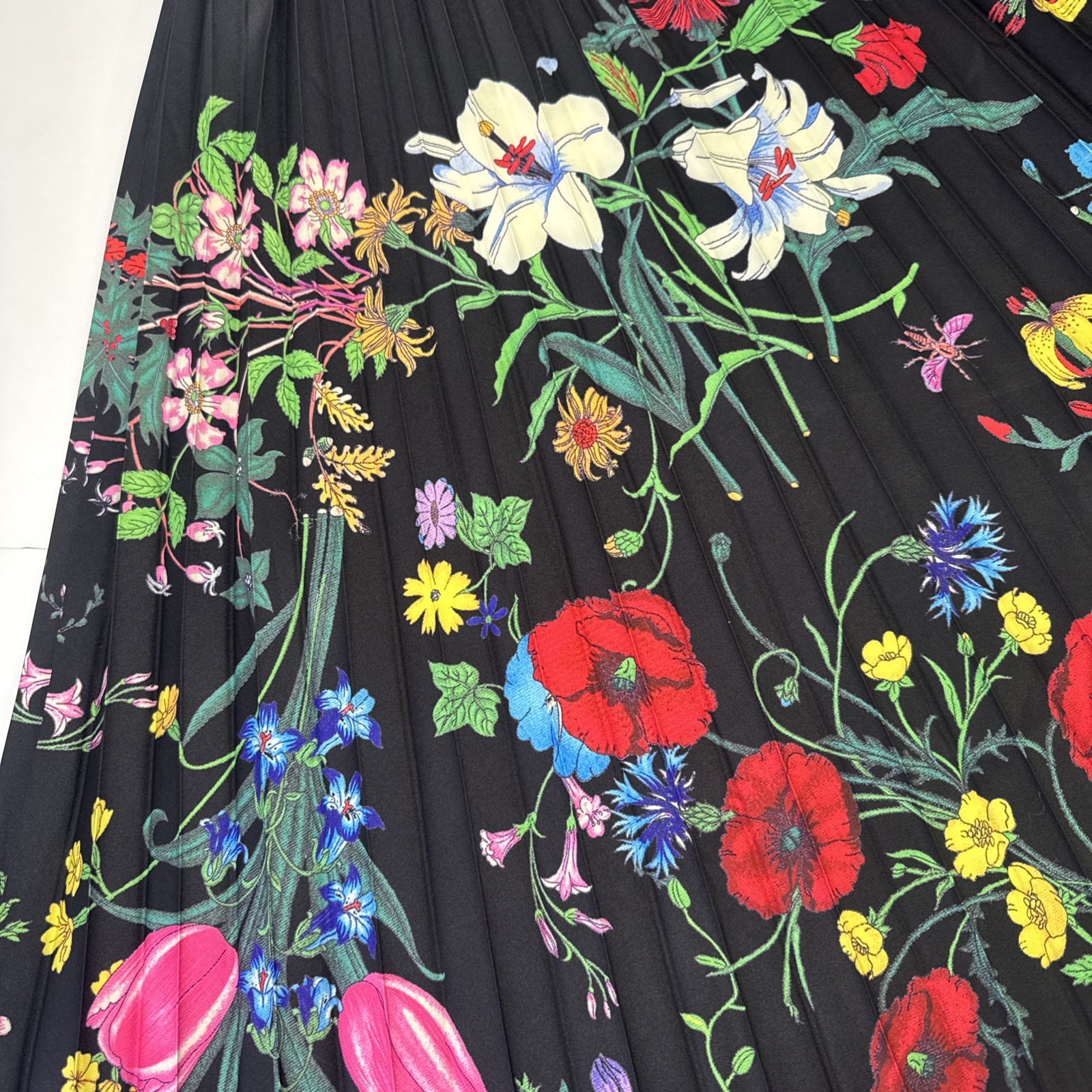 Dalia MacPhee Bold Floral Pleated Midi Dress Womens M Spring Wedding Bloomcore