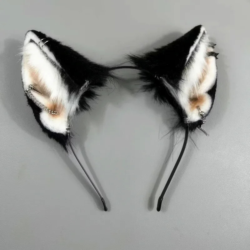 Handmade Beast Fox Cat Wolf Ears Hairhoop Halloween Christmas Cosplay Prop