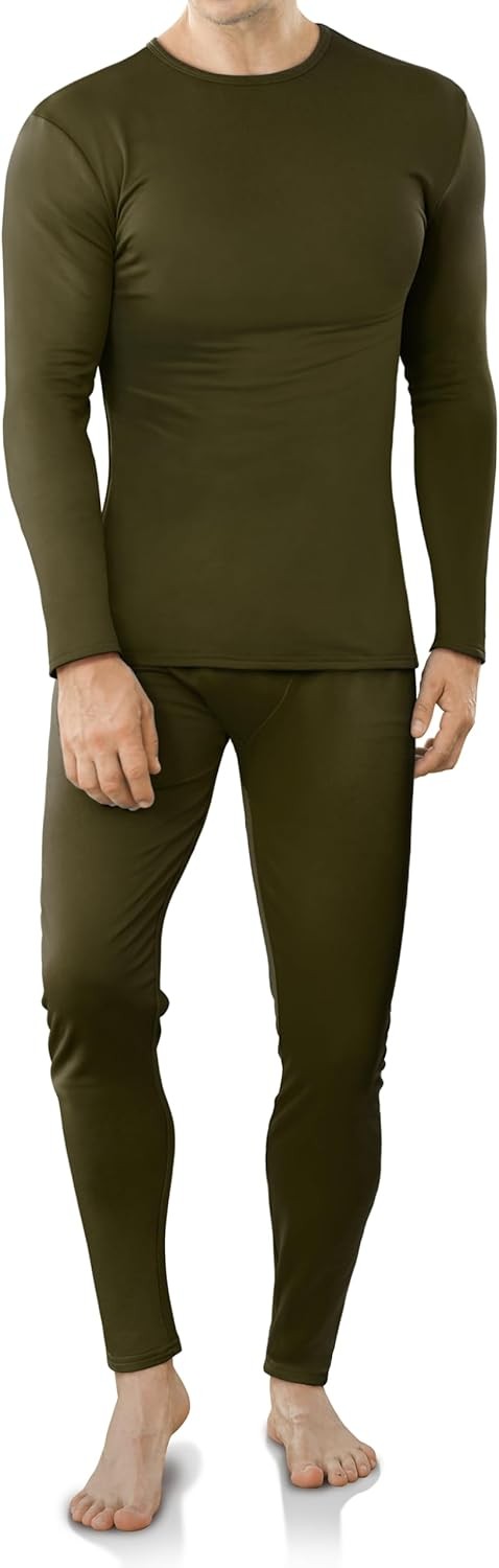 Men Thermal Underwear Set Long Johns Fleece Lined Base Layer Winter Warm Soft