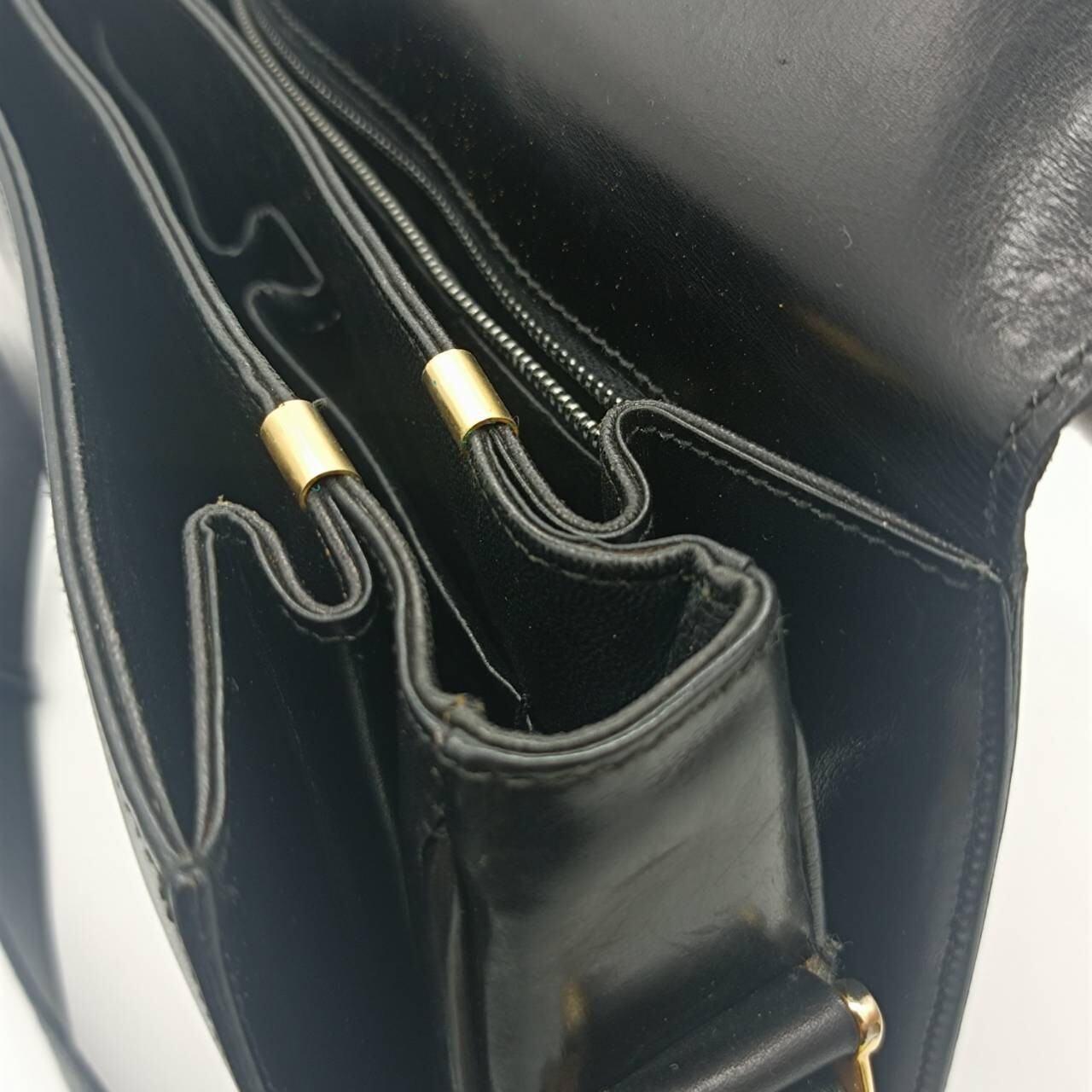 CELINE Leather Shoulder Bag Horse Carriage Gold Metal