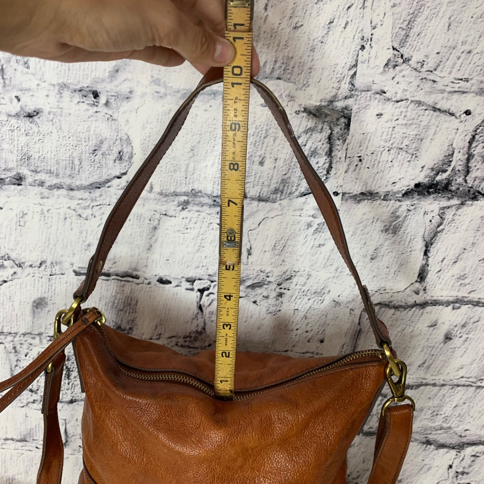 Fossil Amelia Hobo Crossbody Shoulder Bag Brown Leather SHB1819 Distressed