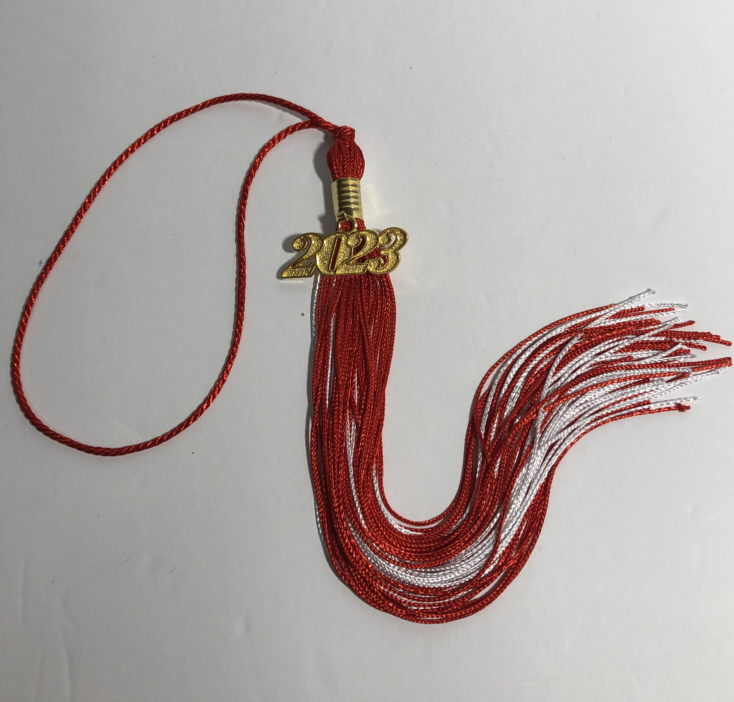 Red/White 2 Color Graduation Tassel With Gold Date Drop 2023 Indiana University