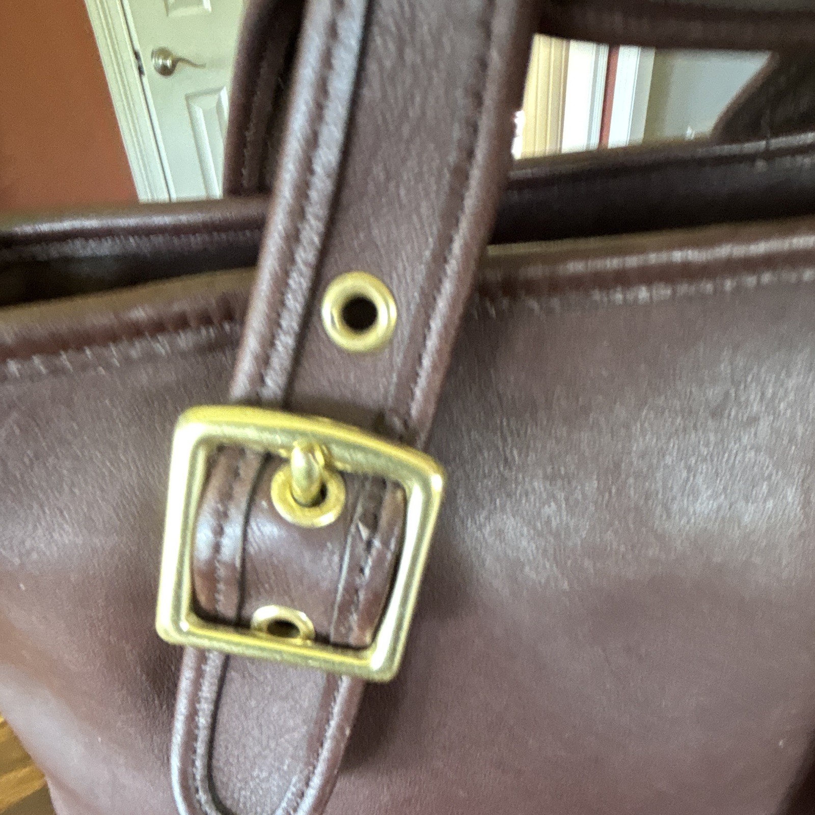 Vintage Coach Legacy Brown Bag Zip Top Double Handle Gold Buckle 9063 (NO STRAP)