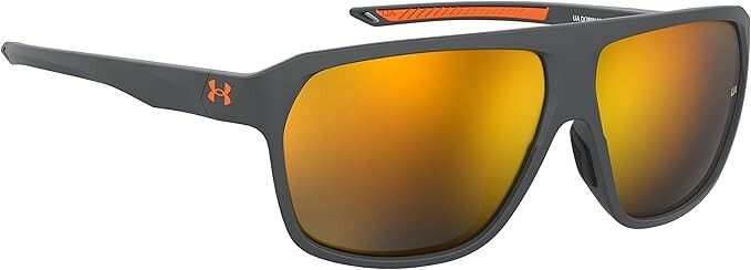 New Under Armour Adult Rectangular Sunglasses DOMINATE 0KB7/50 Grey/Orange 62mm