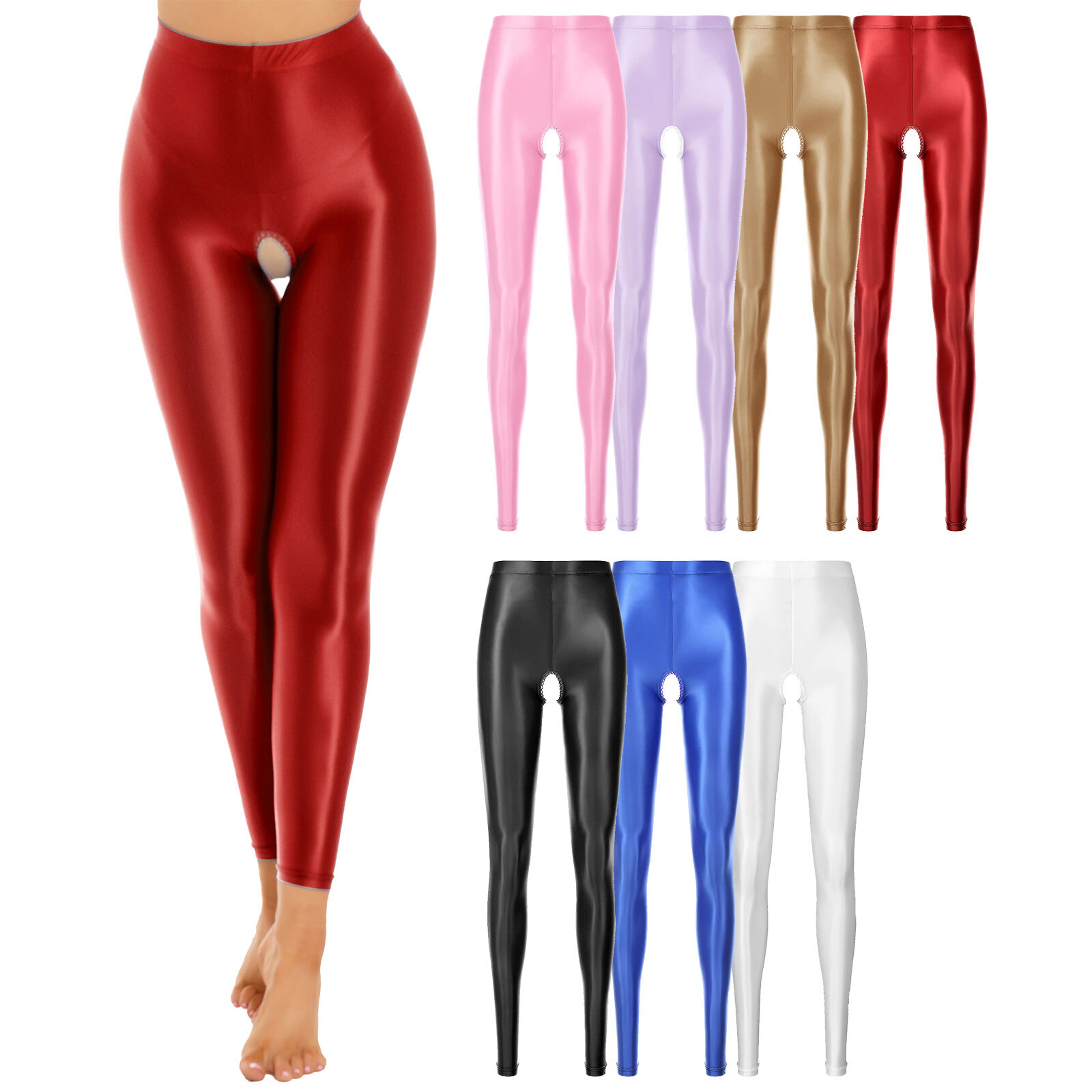 Womens Pantyhose Workout Trousers Elastic Waistband Pants Solid Color Clubwear