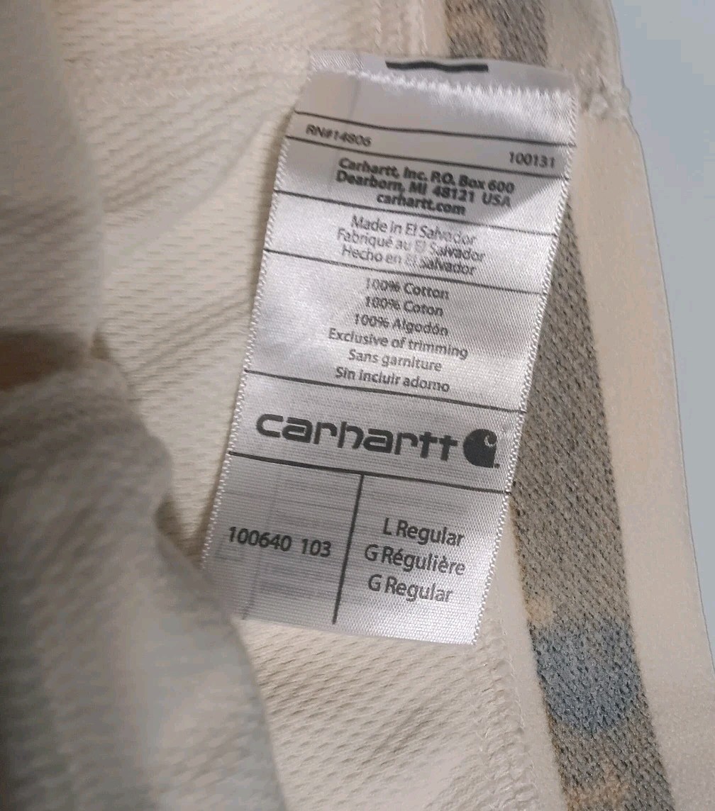 Carhartt Force Men’s Long Johns Underwear Bottoms White Solid Size Large Regular