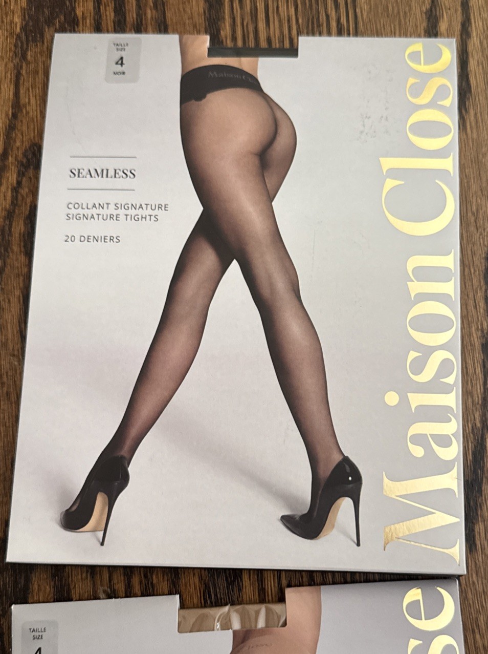 $49 Maison Close 20d Seamless Tights Sz L Medium Nude Or Tan Never On Sale NIP