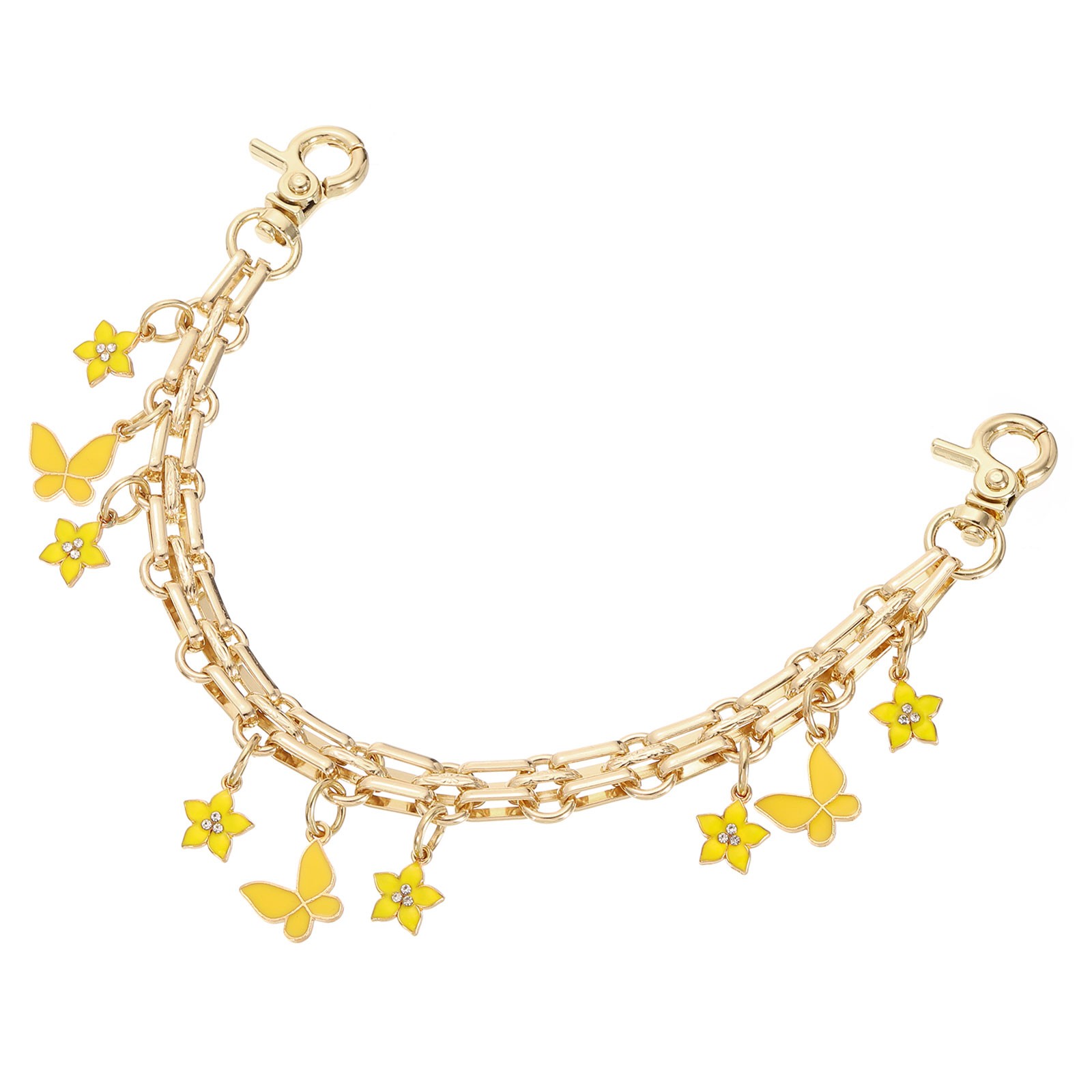 1Pcs 10″ Flowers Butterfly Pendant Handbag Chain Strap, Yellow