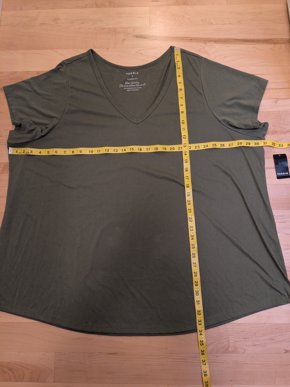 6 Torrid Classic Olive Girlfriend V Neck Short Sleeve Top Tee Shirt 6X 30