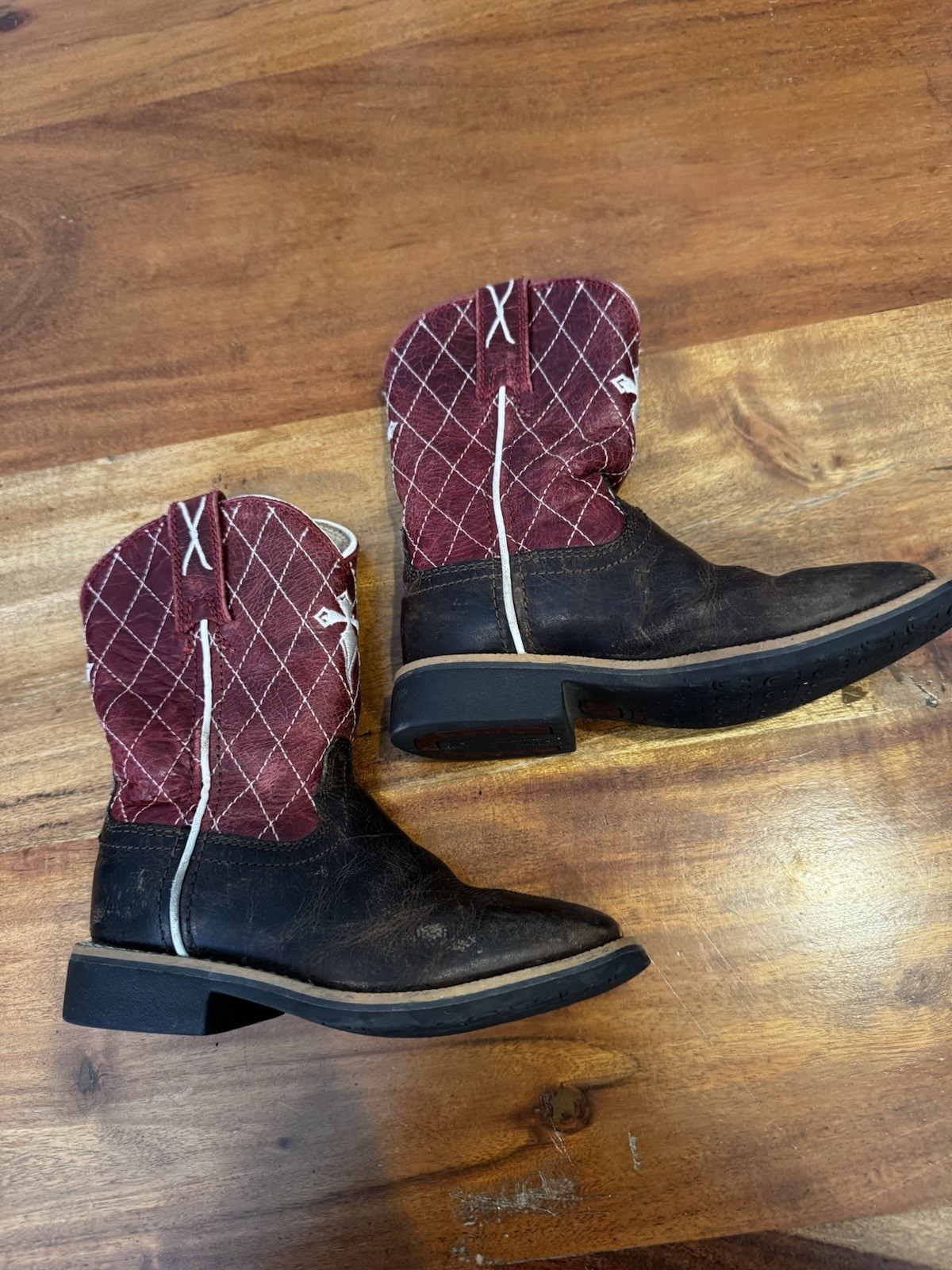 Twisted X Cross Boots Western Leather Red Brown Little Boys 8.5 M