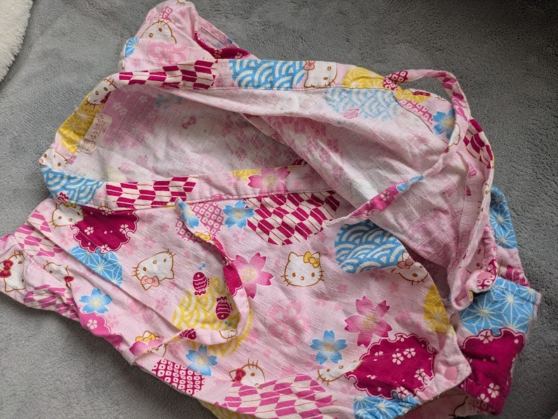 Hello Kitty Baby Romper 80cm Pink Sleeveless Yukata Jinbei Japan Exclusive Cotto