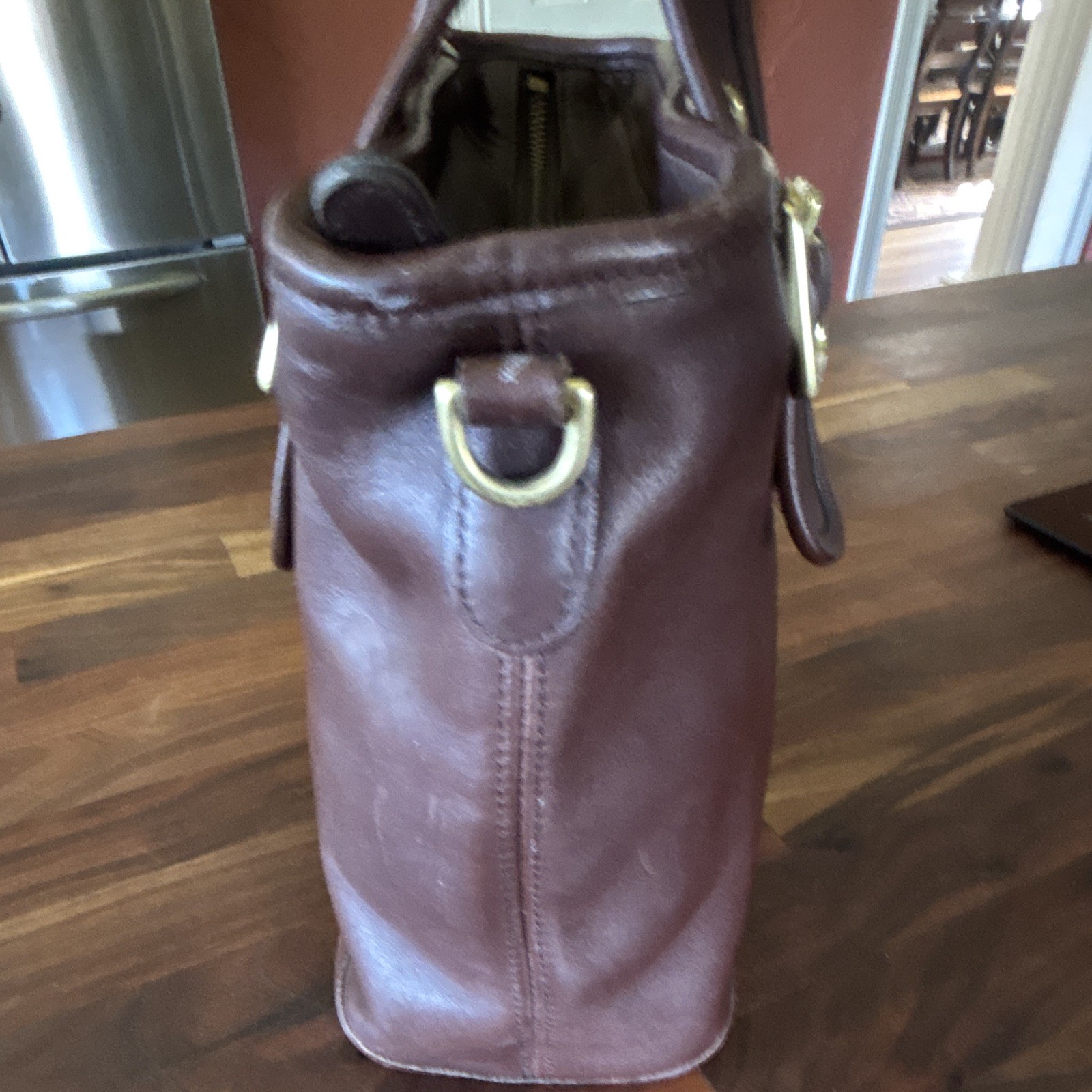 Vintage Coach Legacy Brown Bag Zip Top Double Handle Gold Buckle 9063 (NO STRAP)