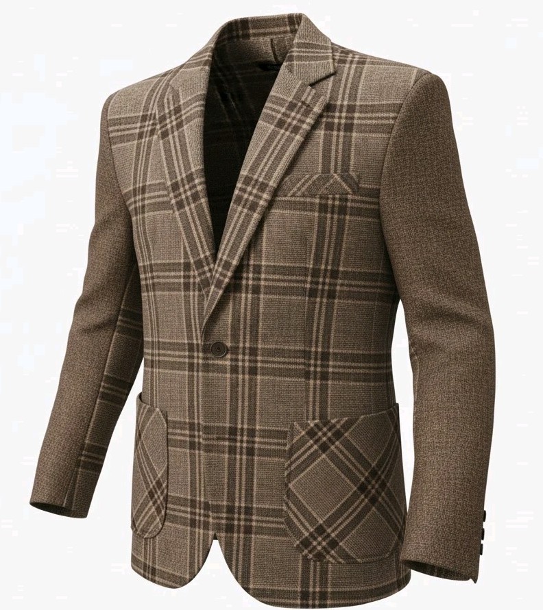 NWOT Mens Smash Brown Plaid Tweed Sport Coat Blazer Sz L Wool Blend