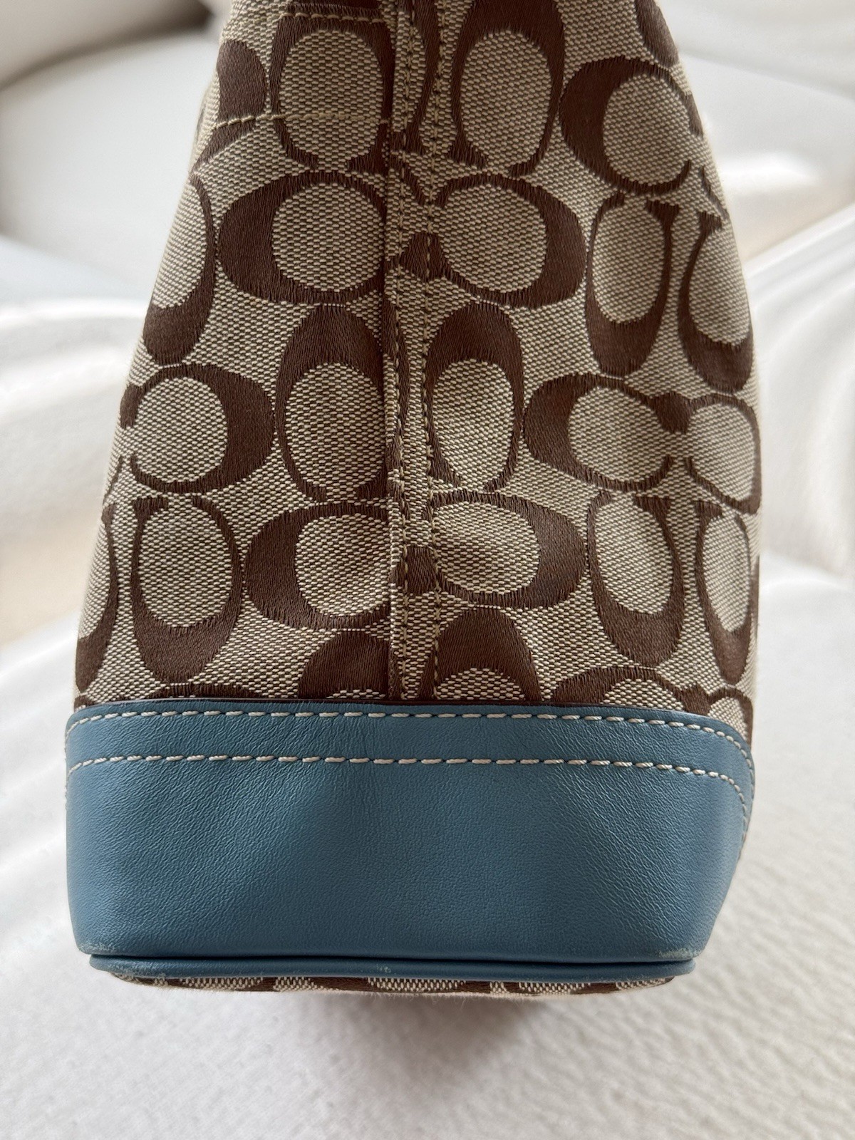 🩵Vintage Coach Signature Soho Hobo Bag Teal F10906 Y2K Canvas Leather Bag 2008
