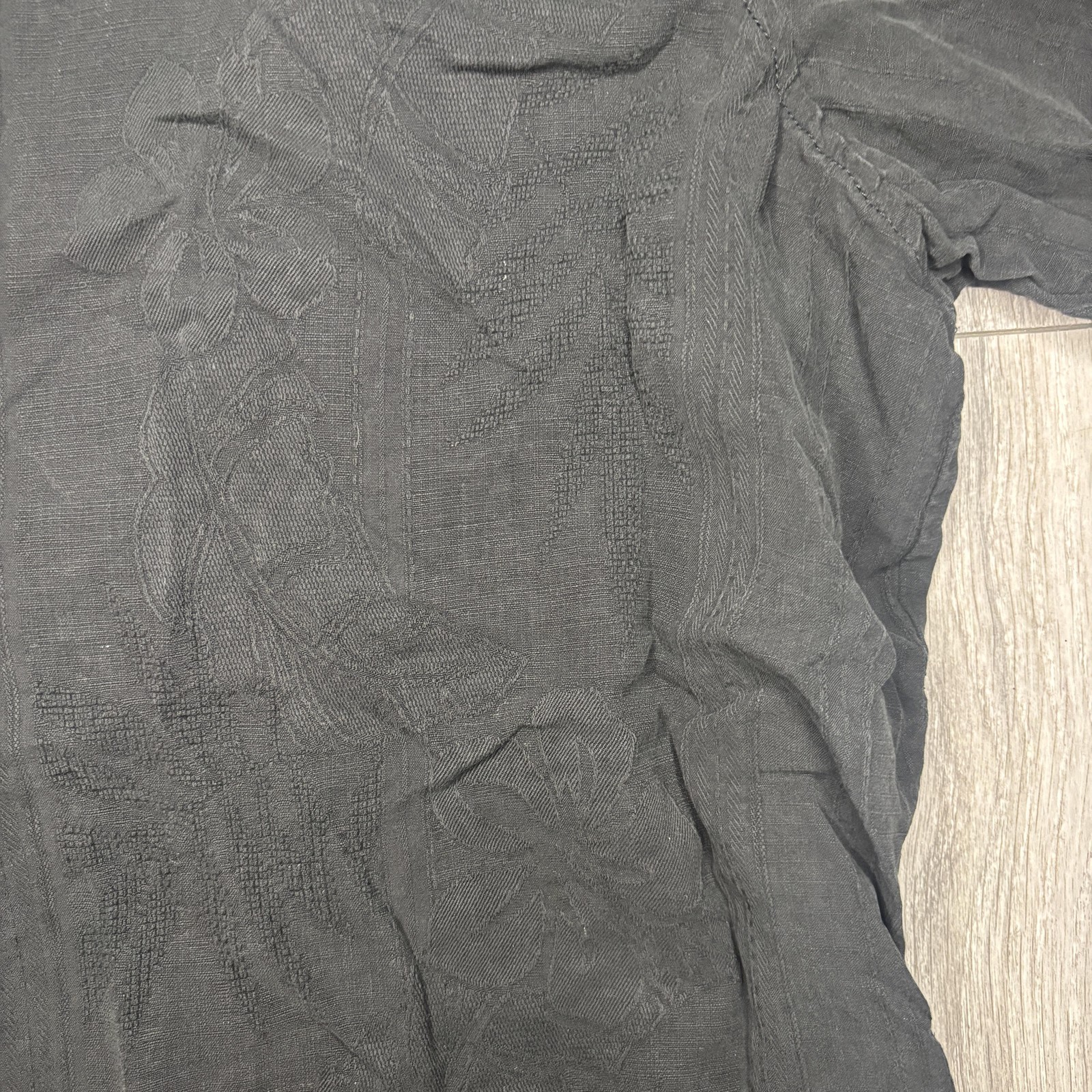 Tommy Bahama Shirt Mens 3XL Black Short Sleeve Camp Button Front Tonal Jacquard