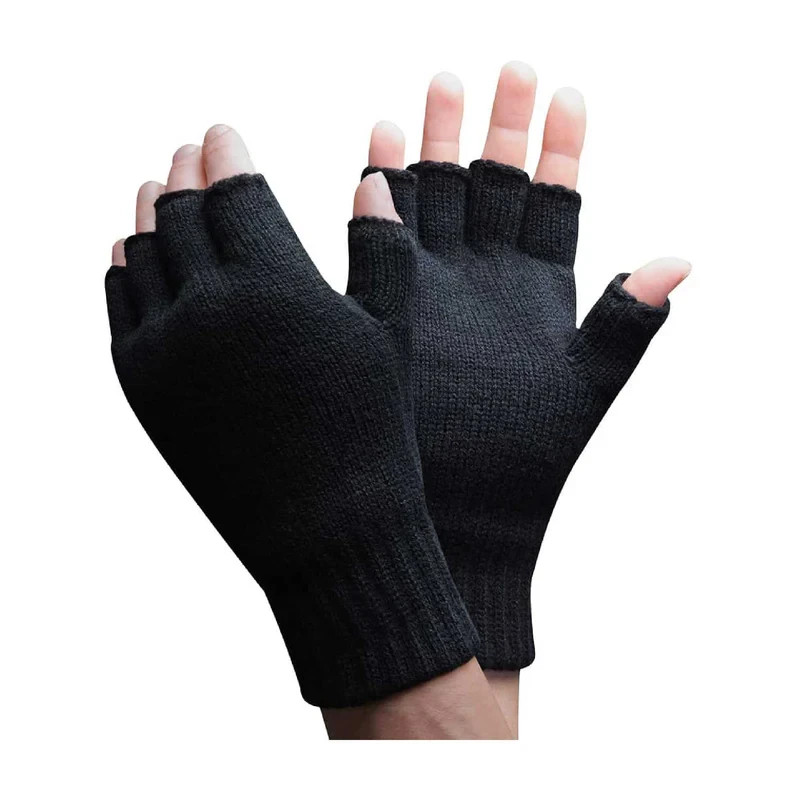 Mens 3M Thinsulate 40 gram Thermal Insulated Black Fingerless Gloves