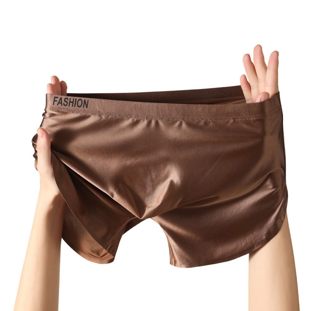 4PCS Men’s Ice Silk Underwear Breathable Boxer Shorts Seamless Satin Soft Briefs