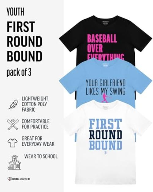 First Round Bound Youth T-Shirt Bundle for Boys Sizes Youth S-XL Small