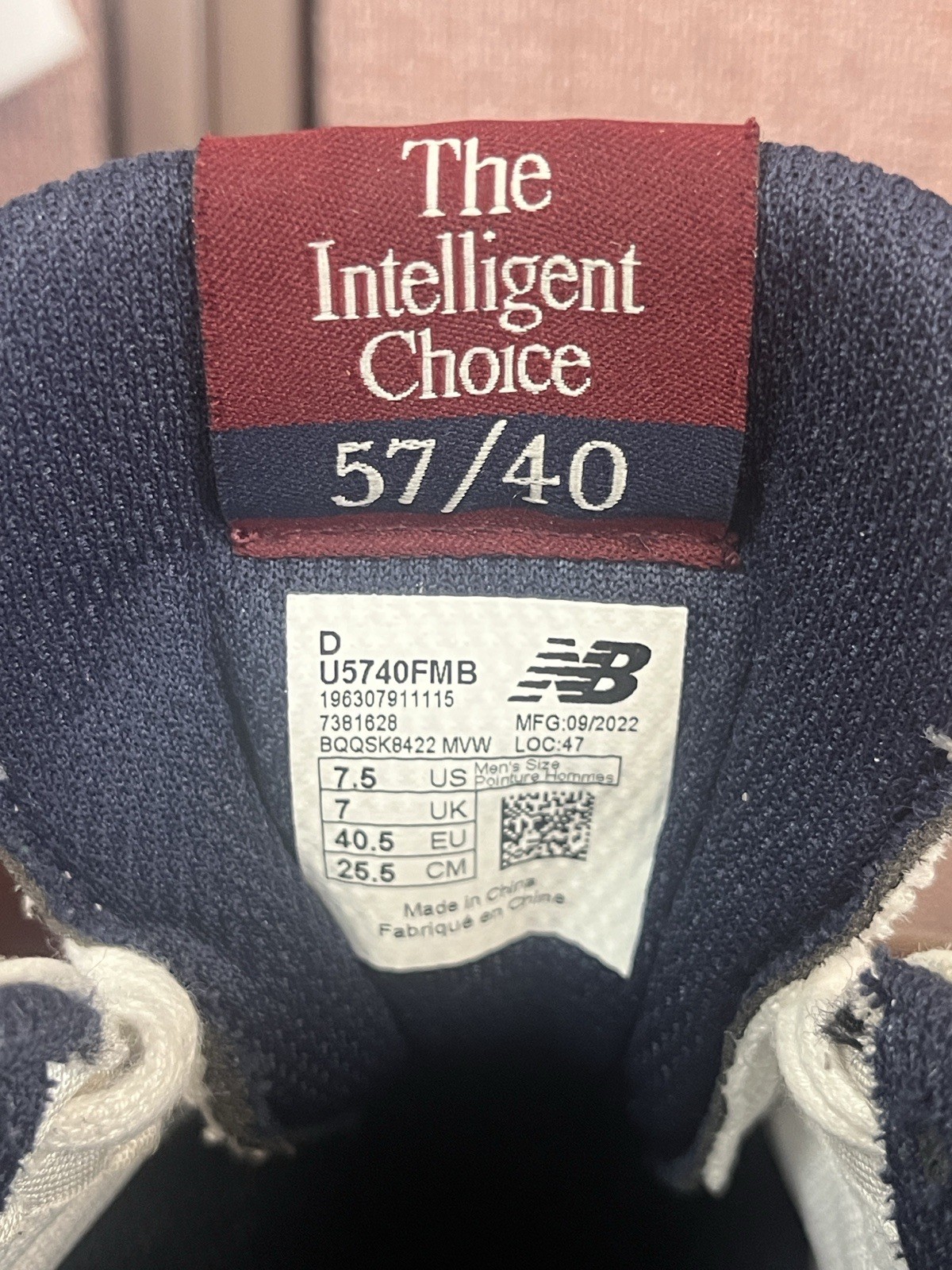 New Balance 5740 U5740FMB White Burgundy Navy Sneakers Men’s 7.5