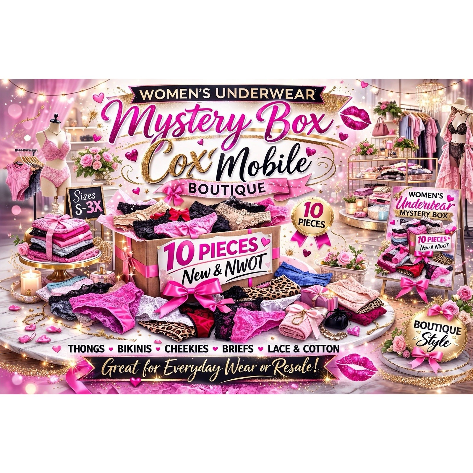 “10-Piece Women’s Underwear Mystery Box – New, Mixed Brands – Assorted Size