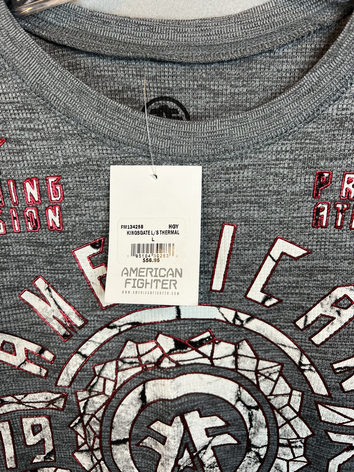 American Fighter Long Sleeve Kingsgate Thermal Shirt Mens Sz L Large Gray