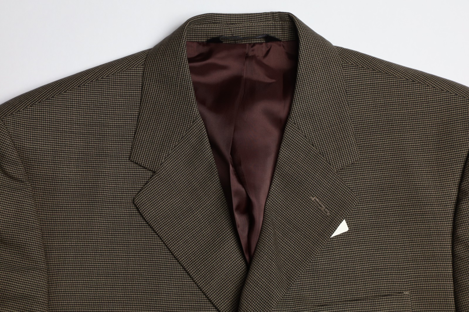 Hickey by Hickey Freeman Birdseye Wool Suit Size 38 R in Brown Black Plaid