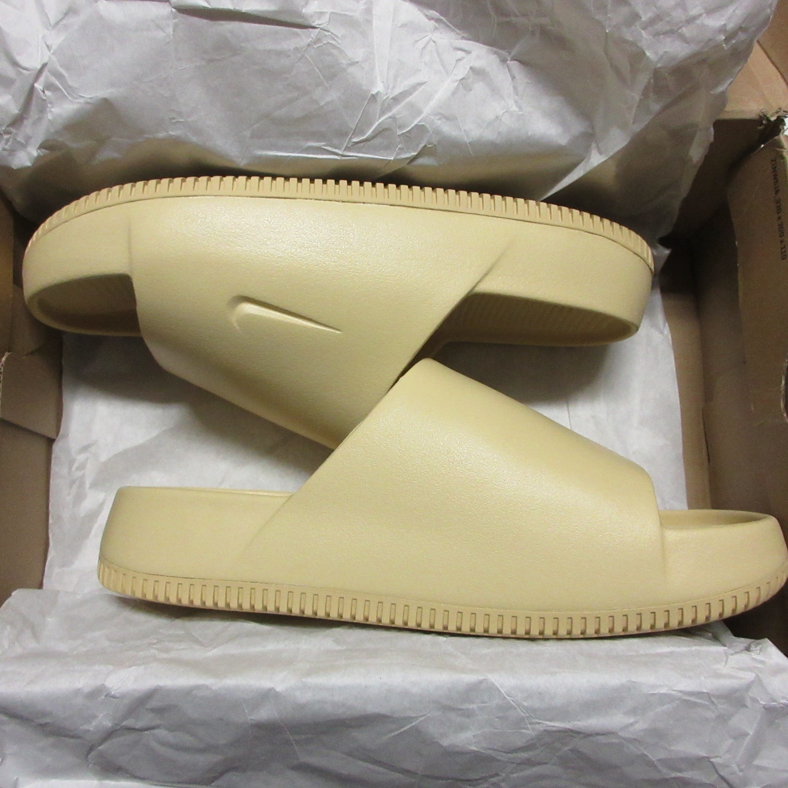 New Nike Calm Slides Khaki Women’s Size 10 Sandals Cushion Casual Brown