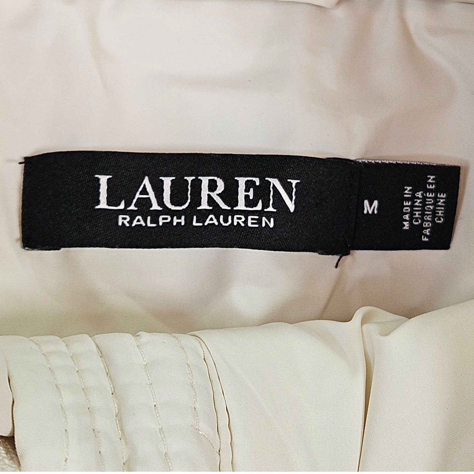 Lauren Ralph Lauren Heritage Down Feather Fill Puffer Faux Fur Trim Hood Size M