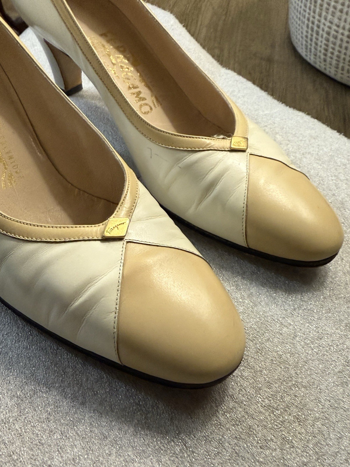 White/Cream Ferragamo Heels