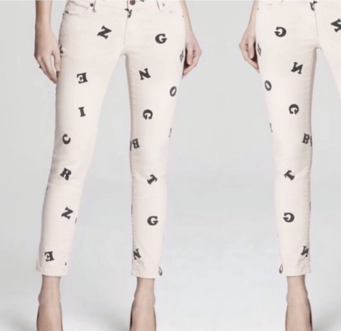 NWT BCBG letter print skinny jeans novelty ABC alphabet BCBGeneration Jasper 23”
