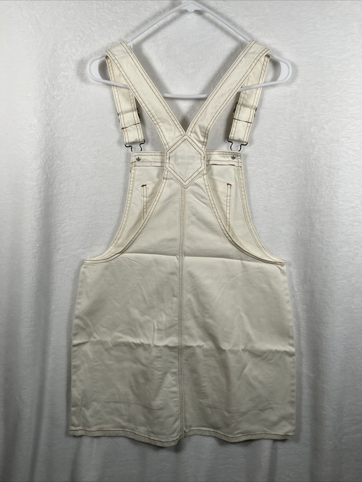 Dickies Bib Overall Dress Womens Medium Off White Utility Pinafore Workwear NWT