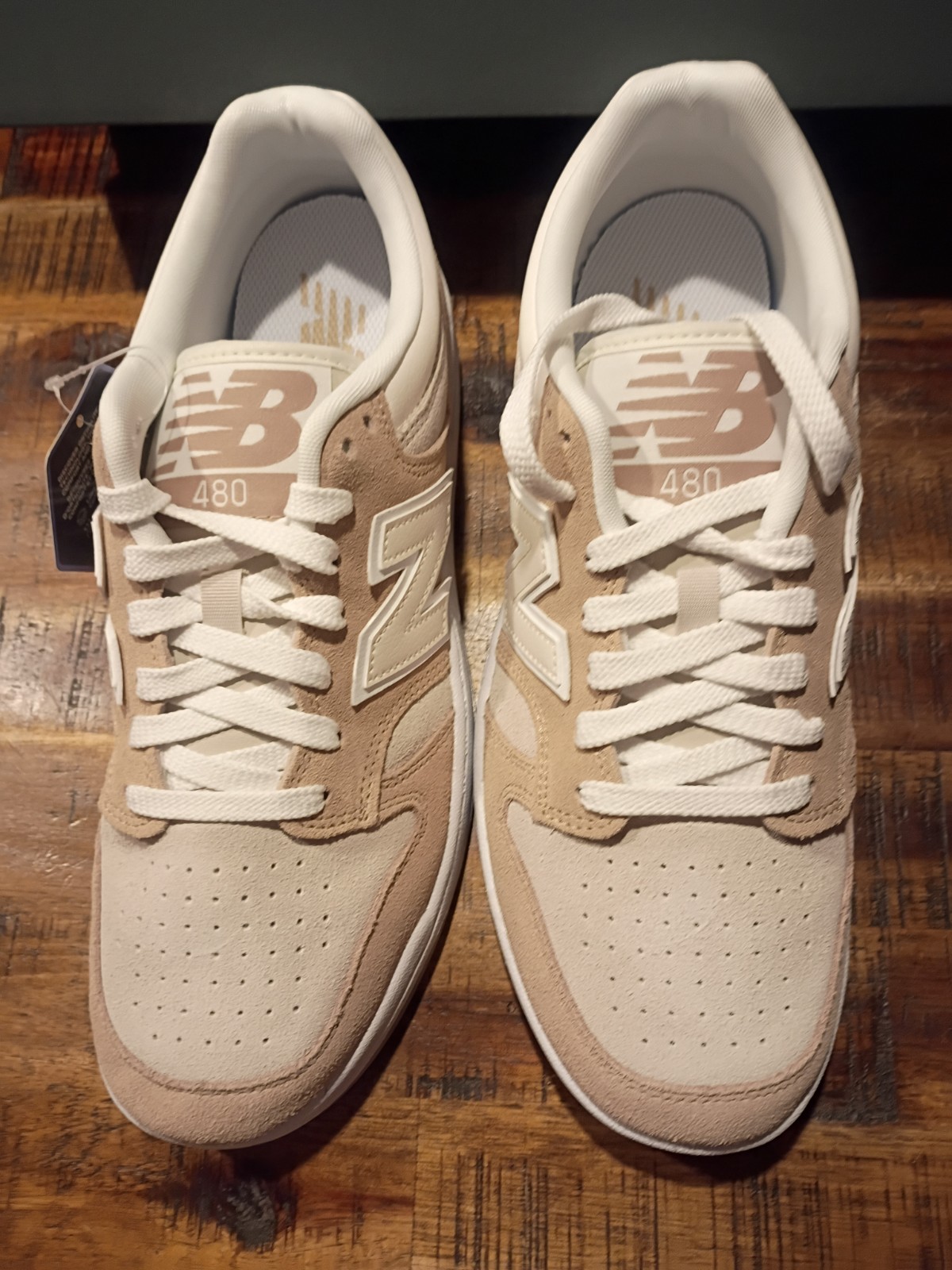 Mens New Balance 480 BB480LEA Brown Beige Suede Court / Casual Sneaker Sz 9.5