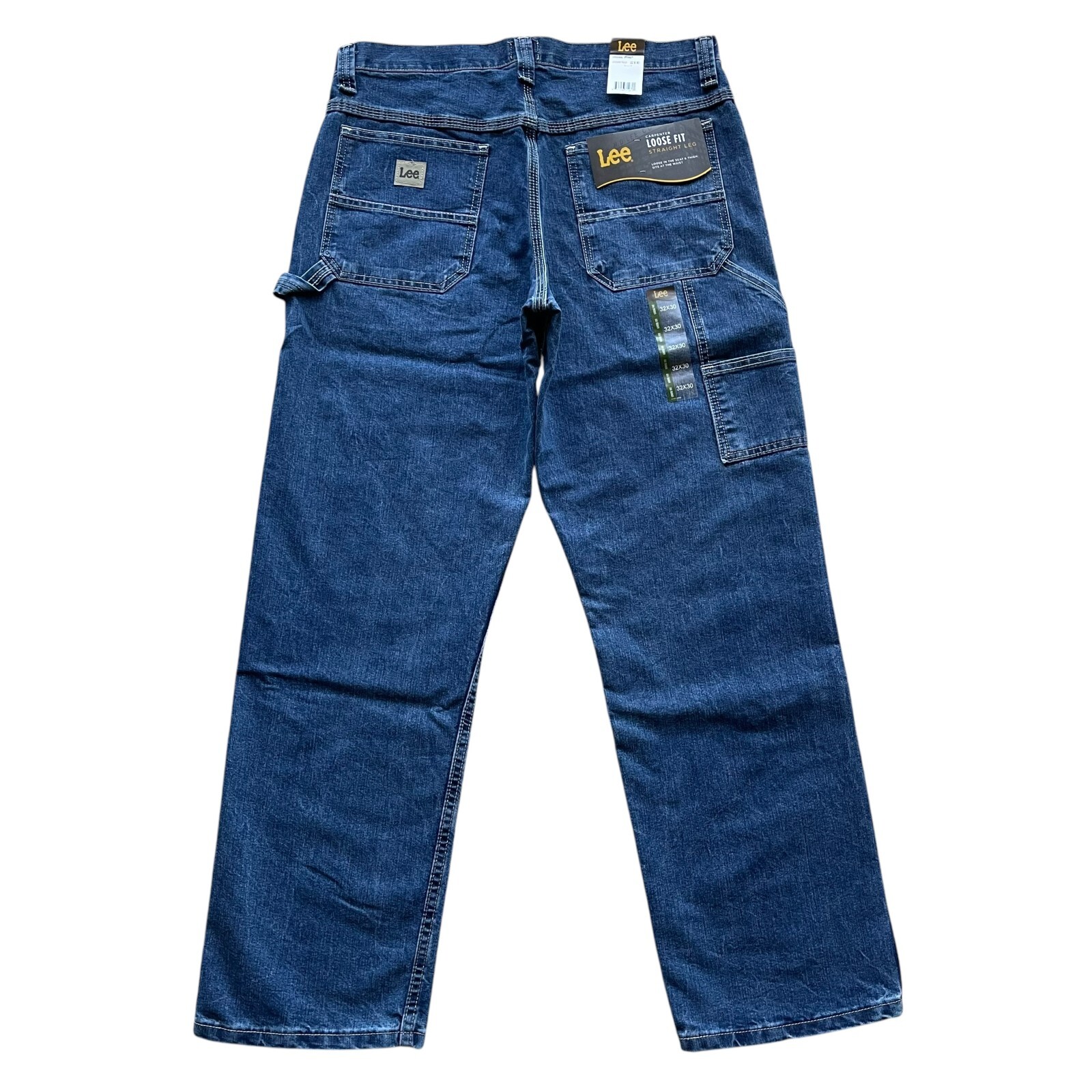 Lee Men’s Stone Wash Straight Leg Loose Fit Cargo Carpenter Denim Jeans 3 Colors