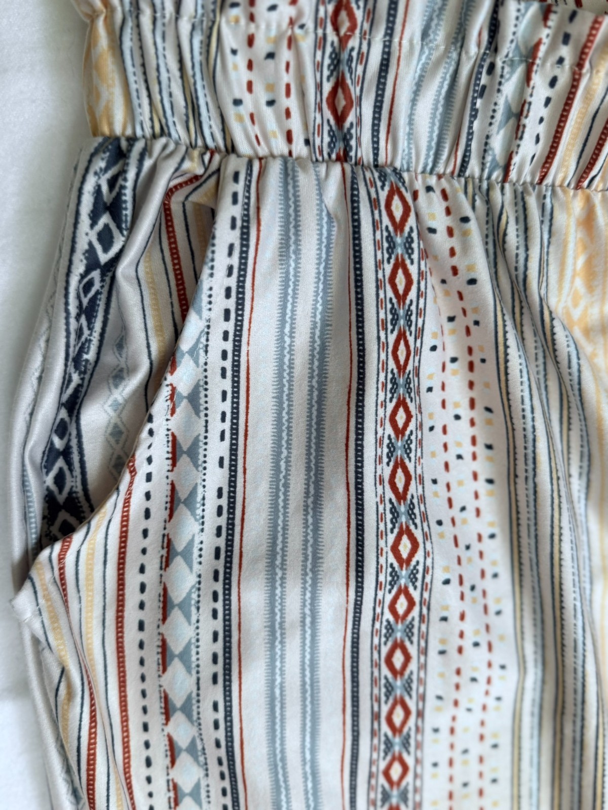 CLEO Women’s L Paperbag Waist Wide Leg Pants Boho Southwestern Stripe Pull On