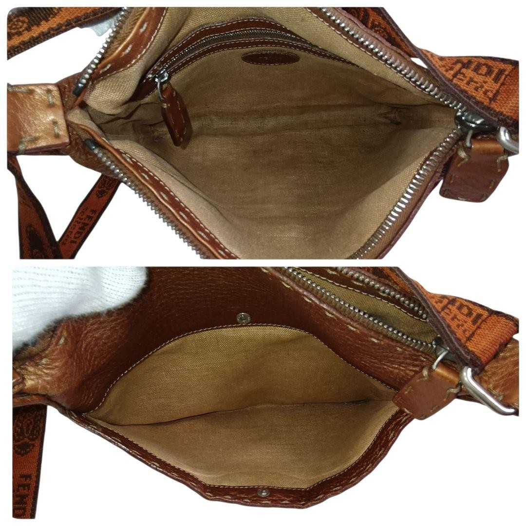FENDI Shoulder Bag Selleria Camel Leather Size: W9.4 x H7.9 in. Vintage